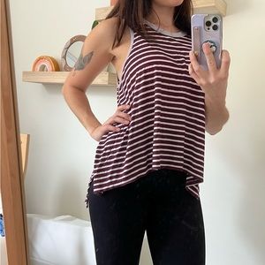 We the free asymmetrical striped flowy tank top